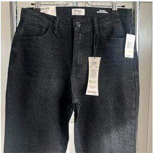 KENSIE jeans retro luxe stretch the erica high rise stovepipe black jewels denim